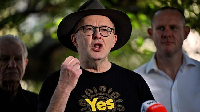 Prime Minister Anthony Albanese before the historic Indigenous voice to parliament referendum in 2023. Picture: Saeed Khan / AFP