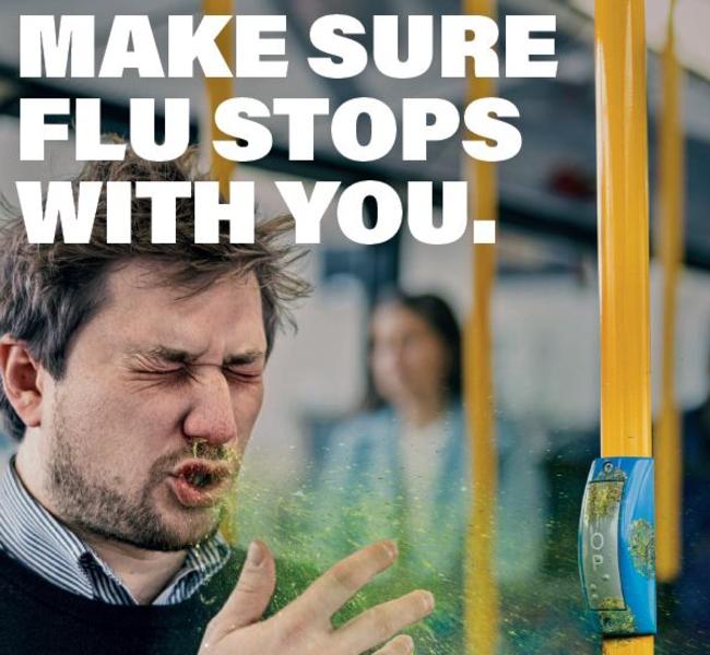 A poster from SA Health’s “flu stops with you” campaign.