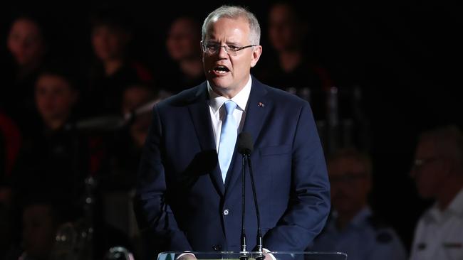 Australia's Prime Minister, Scott Morrison, speaks during the Invictus Games opening ceremony in Sydney, on Saturday. Picture: AAP