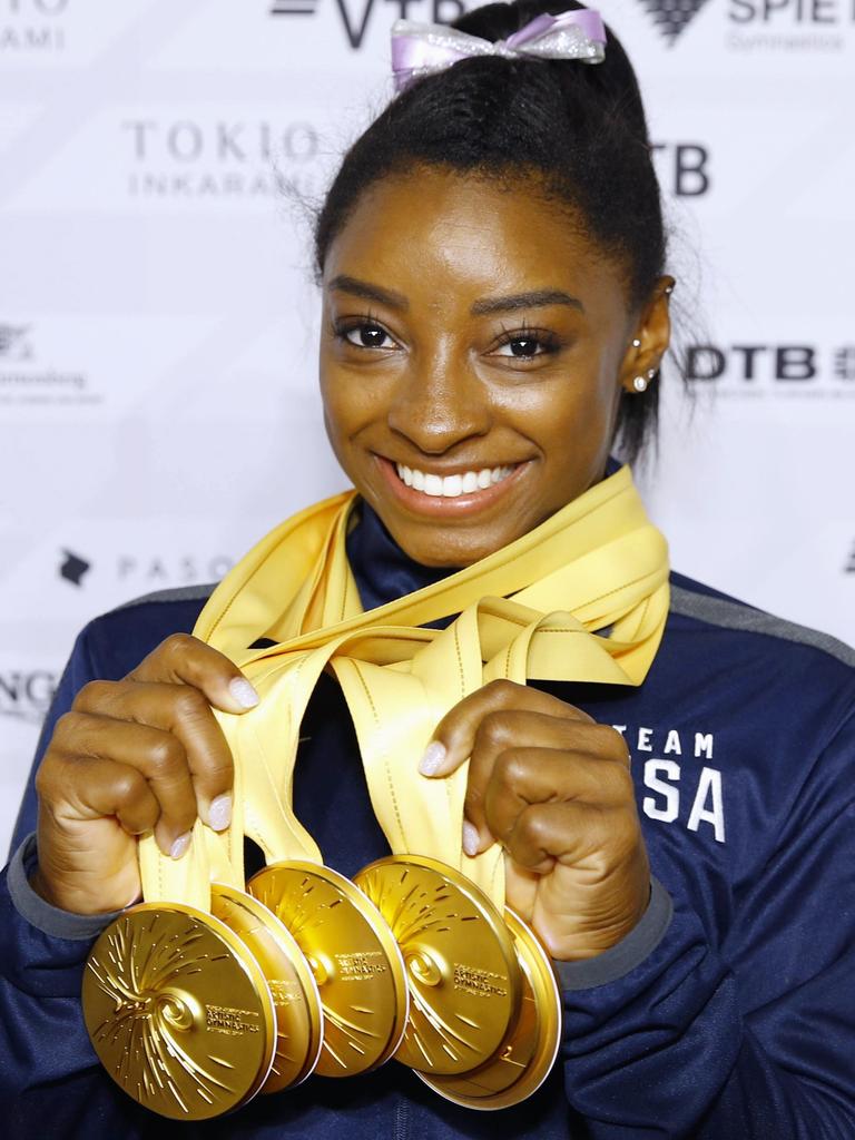 US gymnast and Olympian Simone Biles has also been candid about her own struggles. Picture: Kyodo News via Getty Images