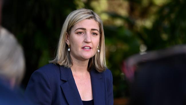 Shannon Fentiman speaks at a press conference after she was sworn-in as the Queensland Health Minister at Government House. Picture: Dan Peled / NCA NewsWire