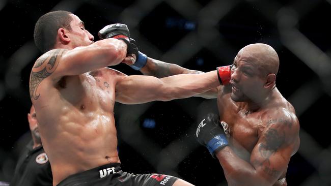 Yoel Romero (R) lost to Robert Whittaker (L) last year. Picture: AFP