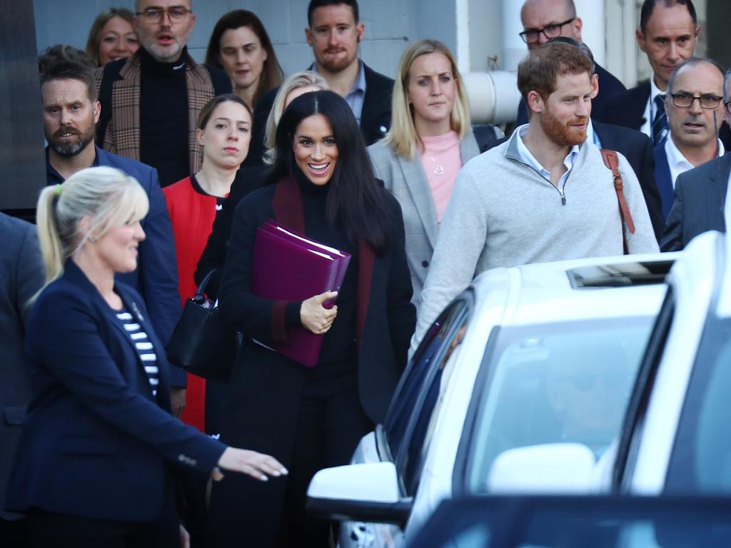 15/10/2018: Meghan Markle and Prince Harry arrive at Sydney International Airport on Monday morning. Hollie Adams/The Australian