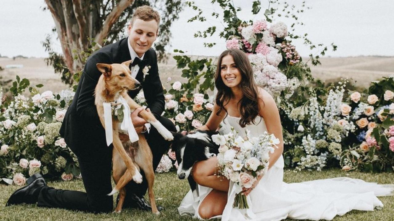 Jordan Dawson and Milly Dutton tied the knot. Picture: @millydutton