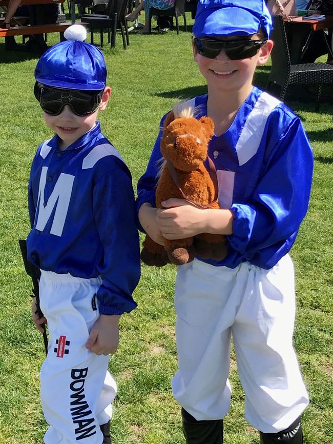 Jude Hudson, 5, and his friend Matthew Watkins, 9, were trackside to cheer on their hero.