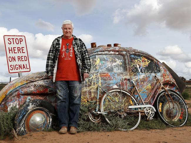 Artist John Dynon at his gallery in Silverton. Picture: Jonathan Ng