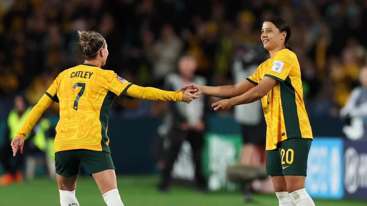Sam Kerr’s introduction against Denmark was a huge boost to the team and the home crowd. (Photo by Cameron Spencer/Getty Images)