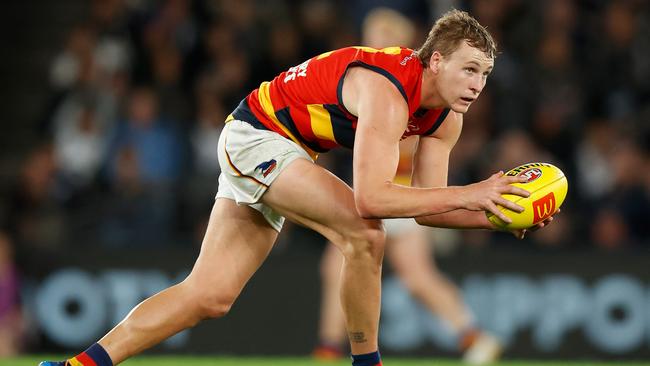 Jordan Dawson’s sublime kicking skills have stood out at the Crows. Picture: Michael Willson/AFL Photos