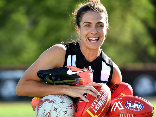 Ash Brazill, Australian netballer who has just been selected by Collingwood to play AFLW. Picture: Jay Town