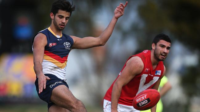 Wayne Milera kicks Adelaide’s SANFL team into attack. Picture: Dean Martin