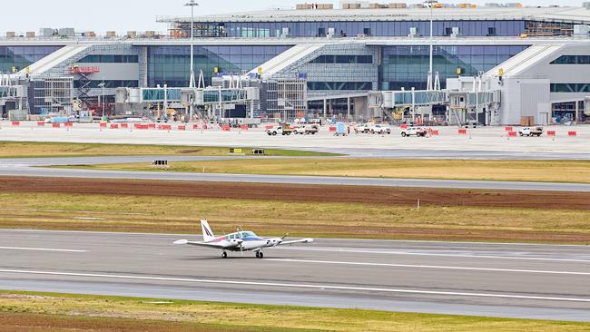 2/10/2024: The first flight to touch down on the runway at Western Sydney Airport, to test the lighting and other safety features.