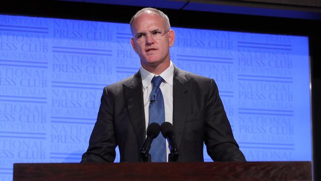 News Corp Australasia executive chairman Michael Miller addresses the National Press Club and calls for stronger protection of press freedom. Picture: Gary Ramage/News Corp Australia