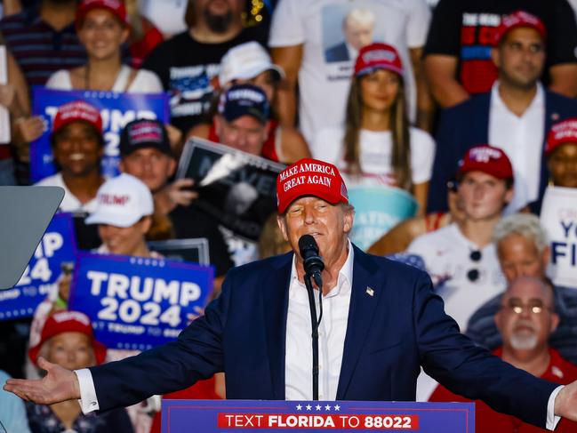 Former US president Donald Trump speaks during a campaign event at Trump National Doral Golf Club in Miami, Florida. Picture: Getty Images