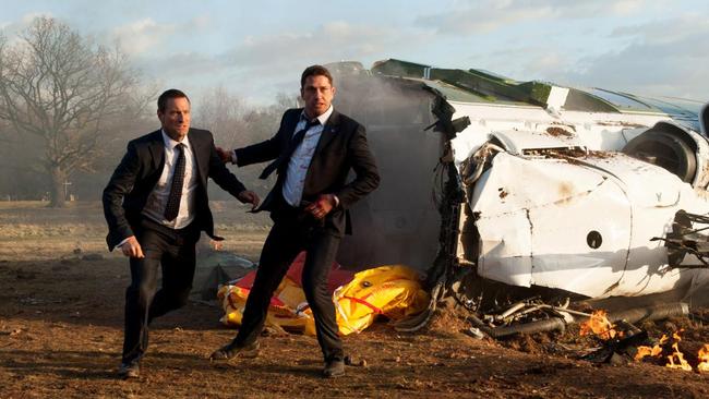 Aaron Eckhart and Gerard Butler in London Has Fallen. Picture: AP