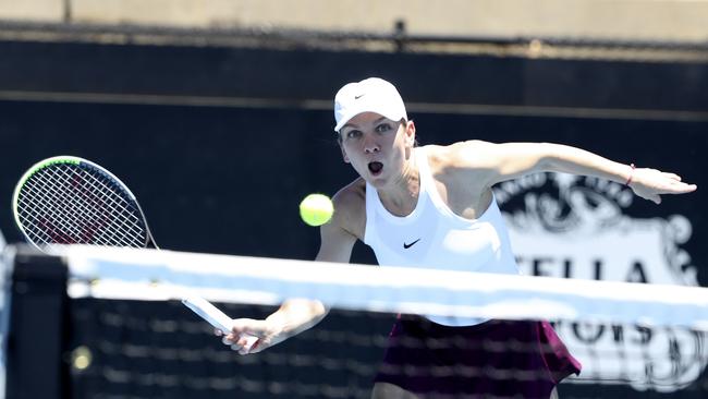 Simona Halep in action at the Adelaide International on Monday. Picture: Sarah Reed