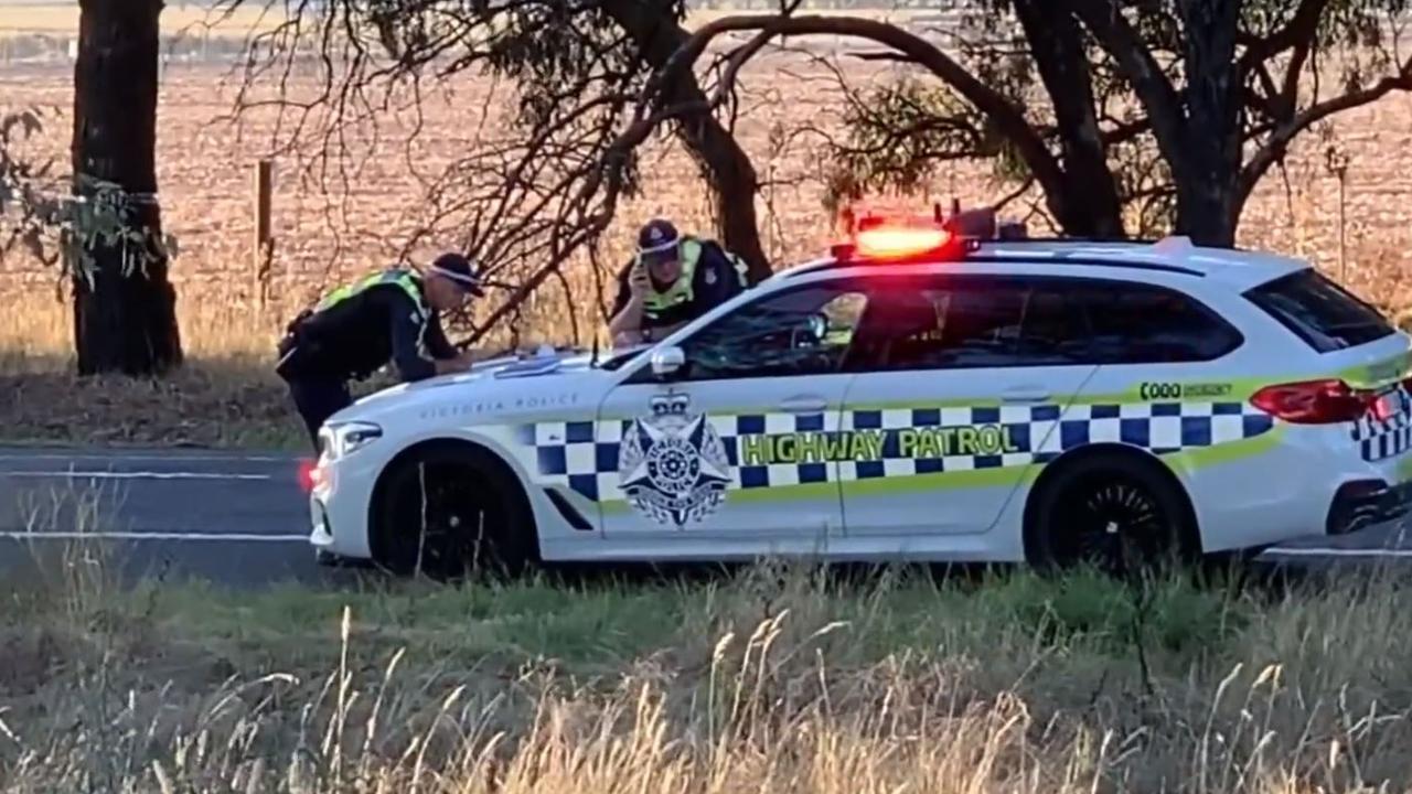 The fatal crash occurred when two cars and a B-double truck collided at the intersection of the Murray Valley Hwy. Picture: Nine News