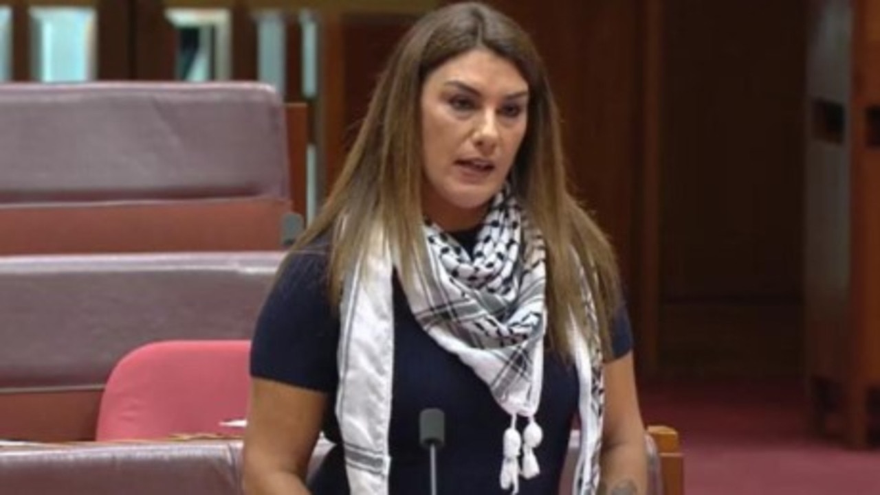 Lidia Thorpe wore the Palestinian Keffiyeh in the Senate on Monday. Picture: Parliament