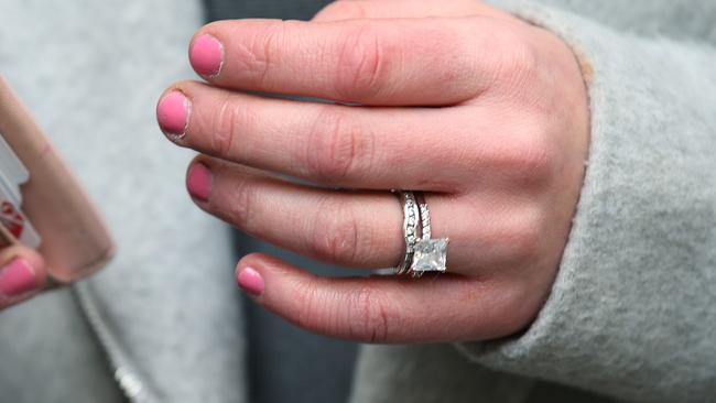 ‘Bride’ Belinda Dulevski’s rings.