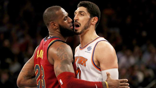The feud between LeBron James and Enes Kanter has returned. (Photo by Elsa/Getty Images)