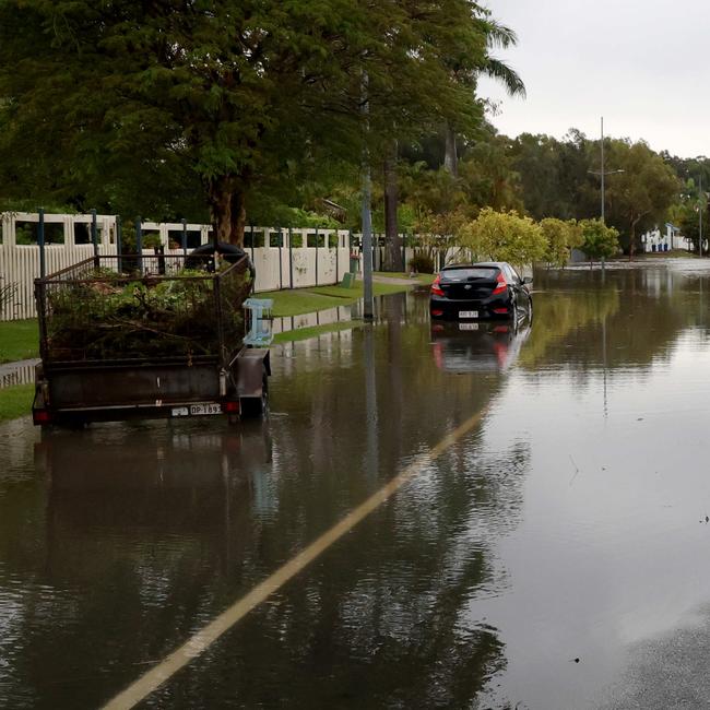 Flash flooding at Birkdale. Picture David Clark