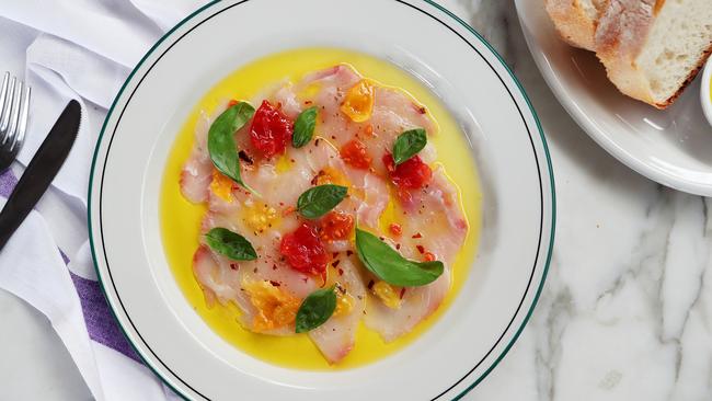 Swordfish carpaccio sings of summer. Picture Rebecca Michael.