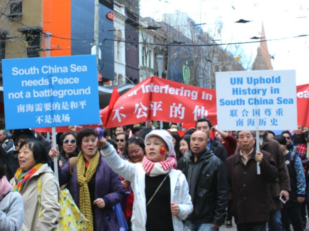 A South China Sea protest in Melbourne.