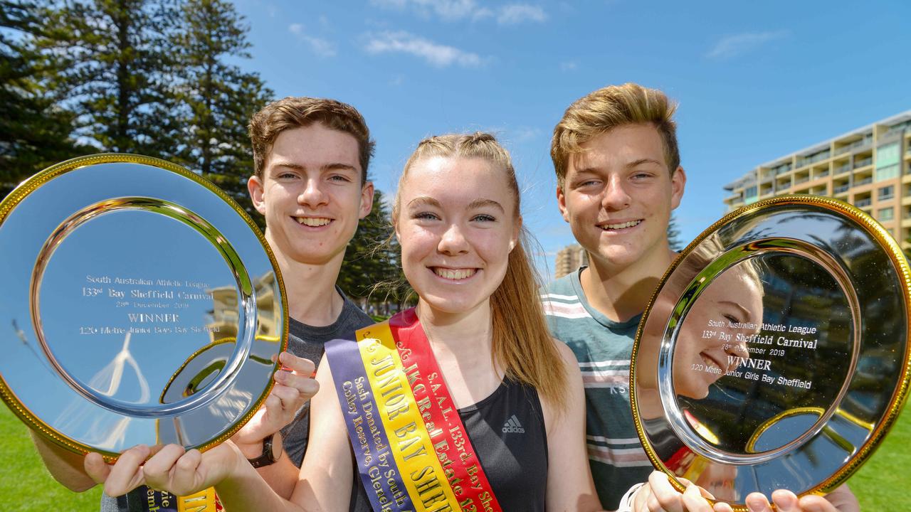 Aidan Konopka (L) with Katie Woodmore and Max Disbury. Picture: Brenton Edwards