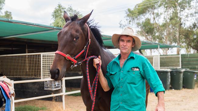 Clarke with Alice Springs Cup hopeful Kifaah in 2018. Picture: Emma Murray.