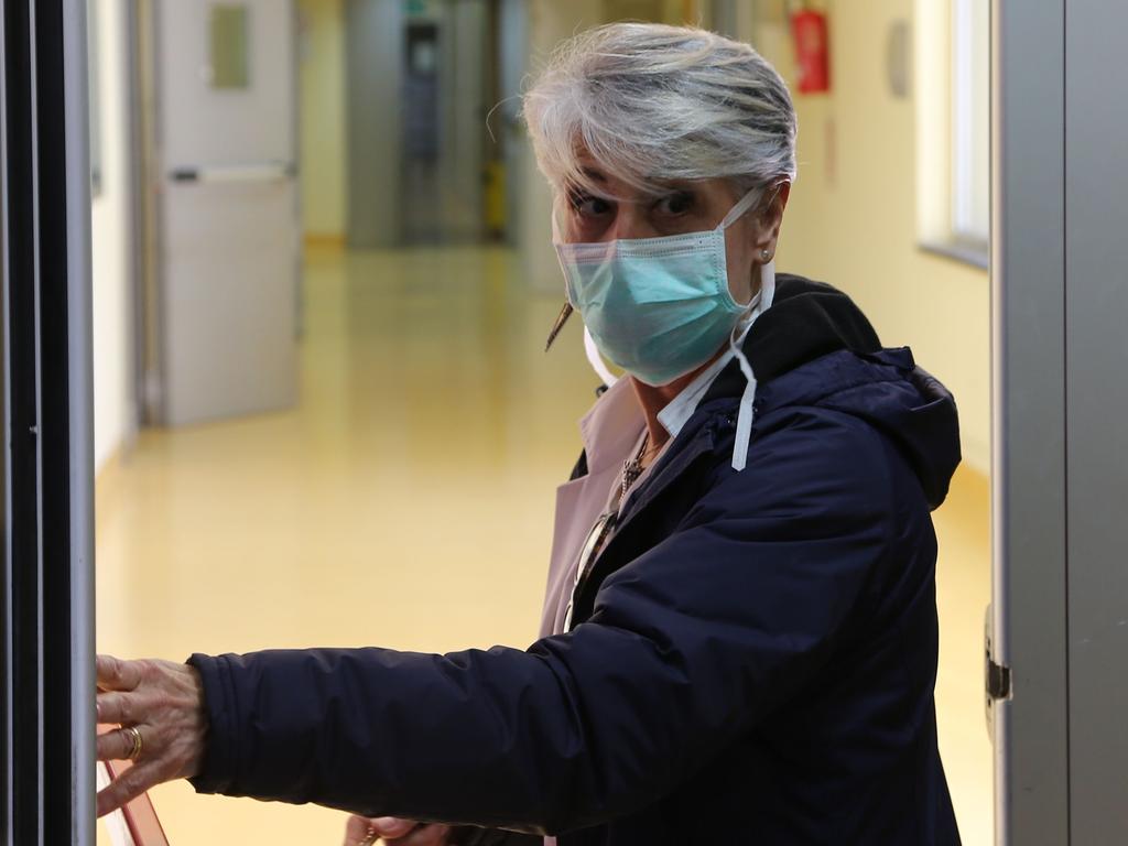 Italian Doctor Maria De Cristofaro, head of the Intensive Care department at the Cardarelli hospital, walks in the new intensive care unit at the hospital in Naples. Picture: AFP