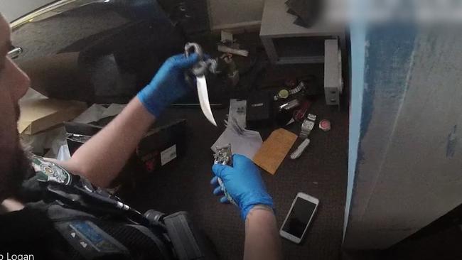 A knife seized at one of the raids.