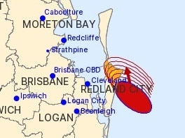 The path of the storms at 5.55pm. Picture: BOM