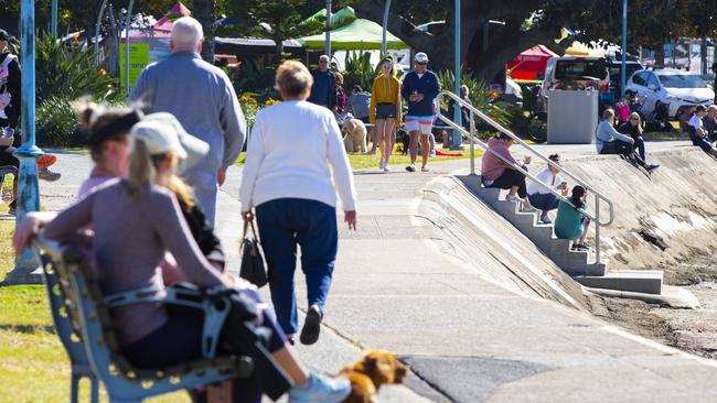 Residents enjoying the Manly foreshore. Picture: Renae Droop