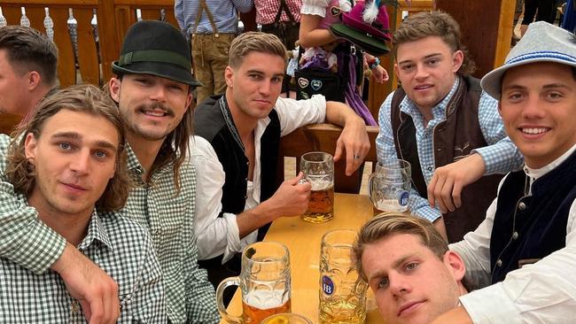 Harry Jones, Sam Draper, Matt Guelfi, Brayden Ham, Jye Caldwell and Kaine Baldwin were also in Germany for Oktoberfest.