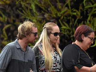 Courteney Pearl Matthews, 19 (centre) at an earlier appearance in Lismore. Picture: Northern Star