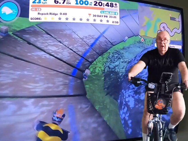 Zwift virtual cycling's terror journey at Repack Ridge.