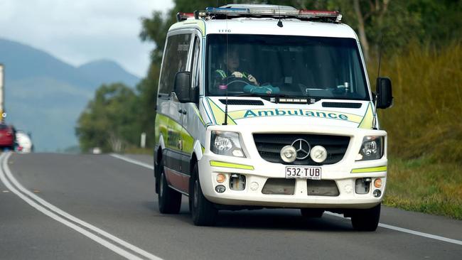 An ambulance is on scene at the Herris St rollover.