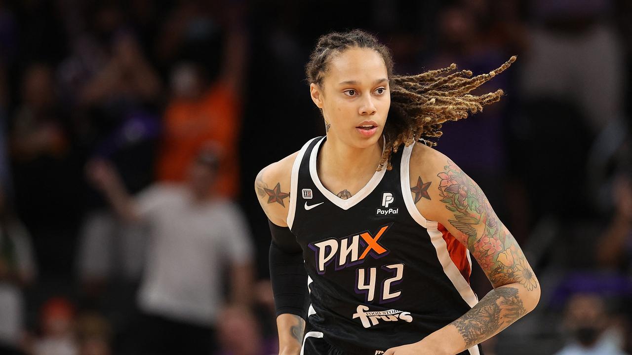 (FILES) In this file photo taken on October 06, 2021 Brittney Griner #42 of the Phoenix Mercury runs during the first half in Game Four of the 2021 WNBA semi-finals at Footprint Center in Phoenix, Arizona. Moscow confirmed on December 8, 2022 it had exchanged US basketball star Brittney Griner, who had been jailed in Russia, for notorious arms dealer Victor Bout who was serving a 25-year sentence in the United States. (Photo by Christian Petersen / GETTY IMAGES NORTH AMERICA / AFP)