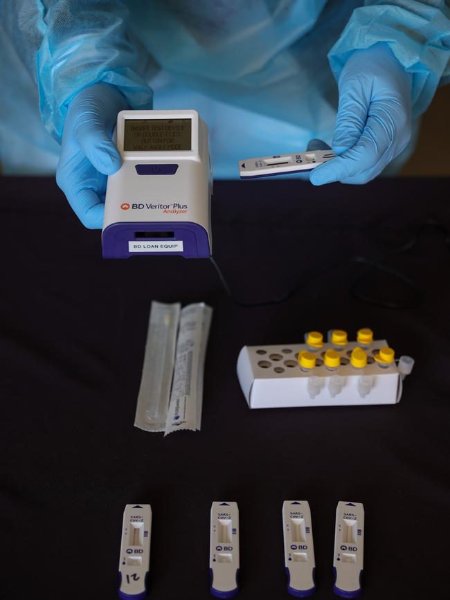 A rapid testing Covid-19 test machine. Picture: Justin Lloyd.