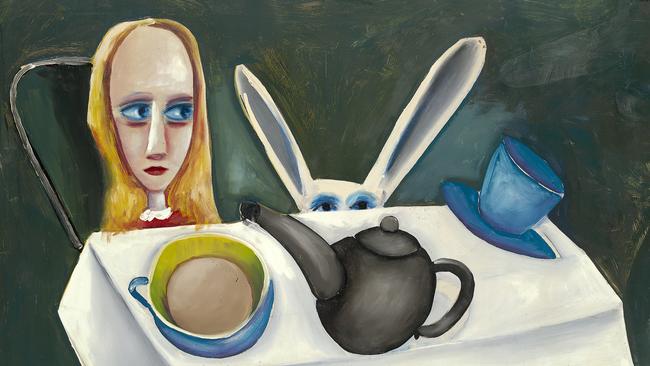 Charles Blackman’s Feet beneath the table 1956. Alice in Wonderland continues to fascinate and inspire children. Image courtesy: National Gallery of Victoria.