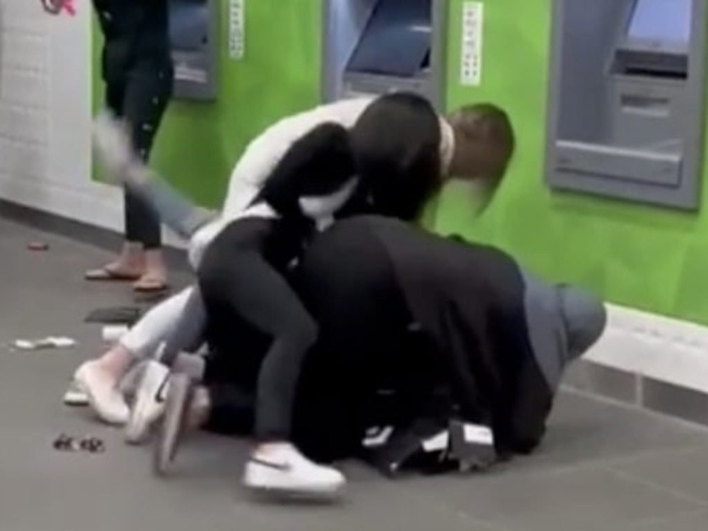 At one point, one woman can be seen slumped to the ground before being attacked by another. Photo: 9 News