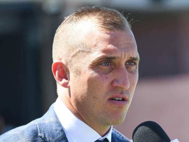 Trainer Nick Ryan after his horse Wolfy (NZ) won the Sharp EIT Solutions Handicap  at Caulfield Racecourse on March 16, 2024 in Caulfield, Australia. (Photo by Brett Holburt/Racing Photos via Getty Images)