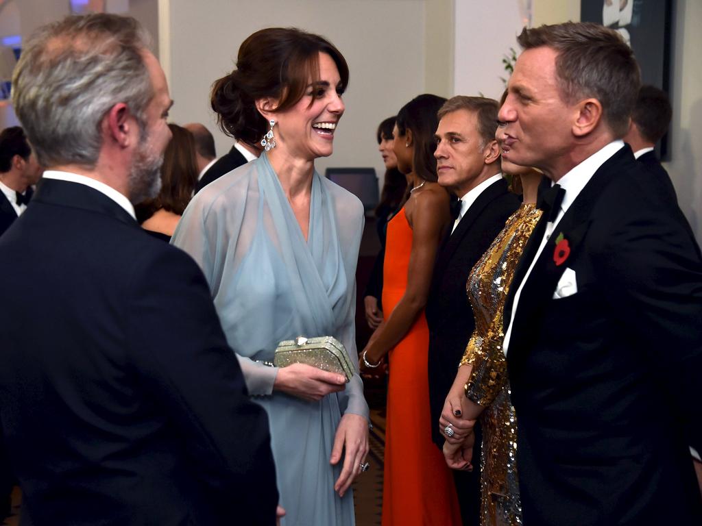 Catherine Duchess of Cambridge speaks to cast member Daniel Craig before the world premiere of the new James Bond 007 film ‘Spectre.’ Picture: Reuters