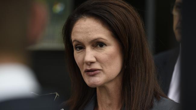 Victorian Quarantine Commission Emma Cassar, addresses the media at the Four Points by Sheraton in Melbourne's Docklands on Wednesday. Picture: NCA NewsWire / Andrew Henshaw