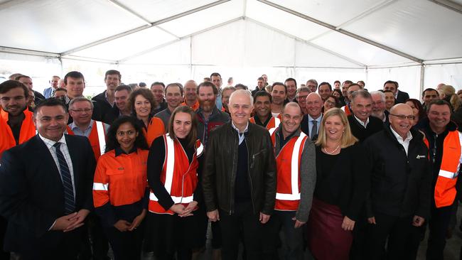 PM Malcolm Turnbull visiting the SMEC Office to receive a briefing on Snowy Hydro 2.0 in Cooma, NSW. Picture Kym Smith