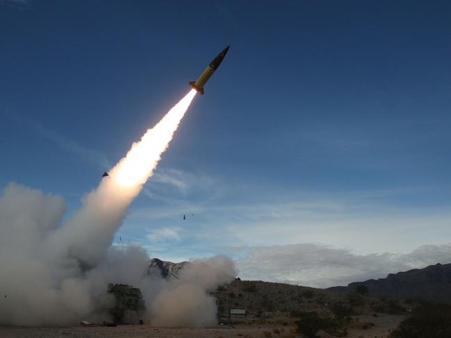 This handout photo courtesy of the US Department of Defense taken on December 14, 2021 shows the US Army conducting live fire tests of the Army Tactical Missile System (ATACMS) at the White Sands Missile Range in New Mexico. US President Joe Biden has authorized Ukraine to use long-range American missiles, such as ATACMS, against military targets inside Russia, a US official told AFP on condition of anonymity, confirming media reports. (Photo by John Hamilton / DoD / AFP) / RESTRICTED TO EDITORIAL USE - MANDATORY CREDIT "AFP PHOTO / JOHN HAMILTON / US DEPARTMENT OF DEFENSE" - NO MARKETING NO ADVERTISING CAMPAIGNS - DISTRIBUTED AS A SERVICE TO CLIENTS