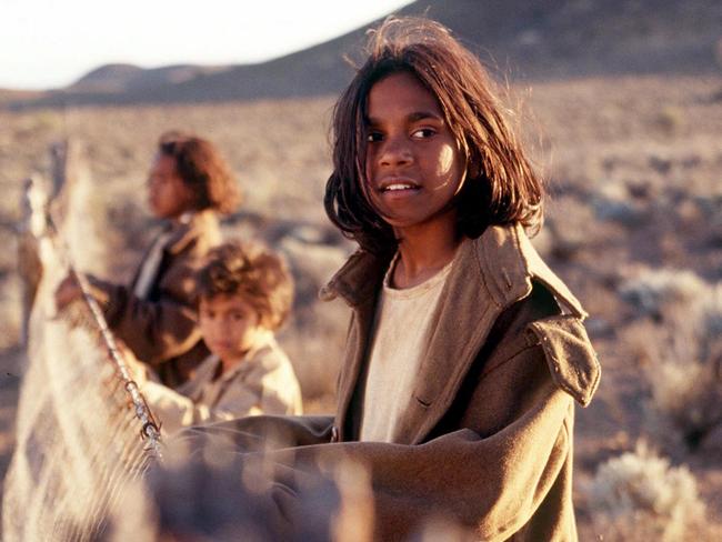 2002. Actors Laura Monaghan, Tianna Sansbury and Everlyn Sampi in 2002 film Rabbit Proof Fence.