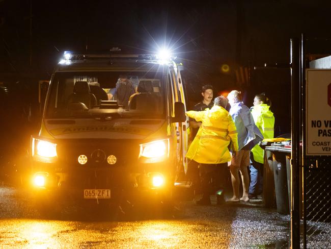 Ambulance with patients at Australian Volunteer Coast Guard on Trafalgar Street, Manly after thunderstorm hits Brisbane, Tuesday, December 26, 2023 - Picture: Richard Walker