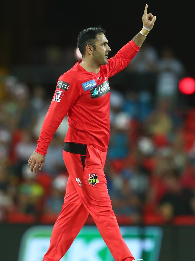 Mohammad Nabi celebrates a wicket.