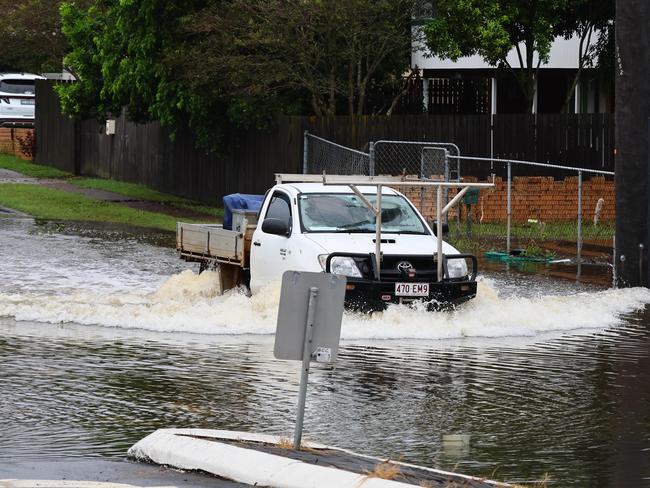 Roads are closed across parts of South East Queensland as ex-tropical cyclone Alfred smashes the state. Picture: NewsWire/Tertius Pickard