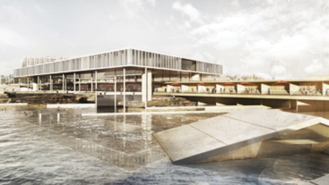 An artist’s impression of a proposed marine research centre at Glenelg. Picture: Mott MacDonald